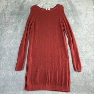 Moth Anthropologie‎ M Dress Orange Knit Long Sleeve Casual Sweater Slits Stretch